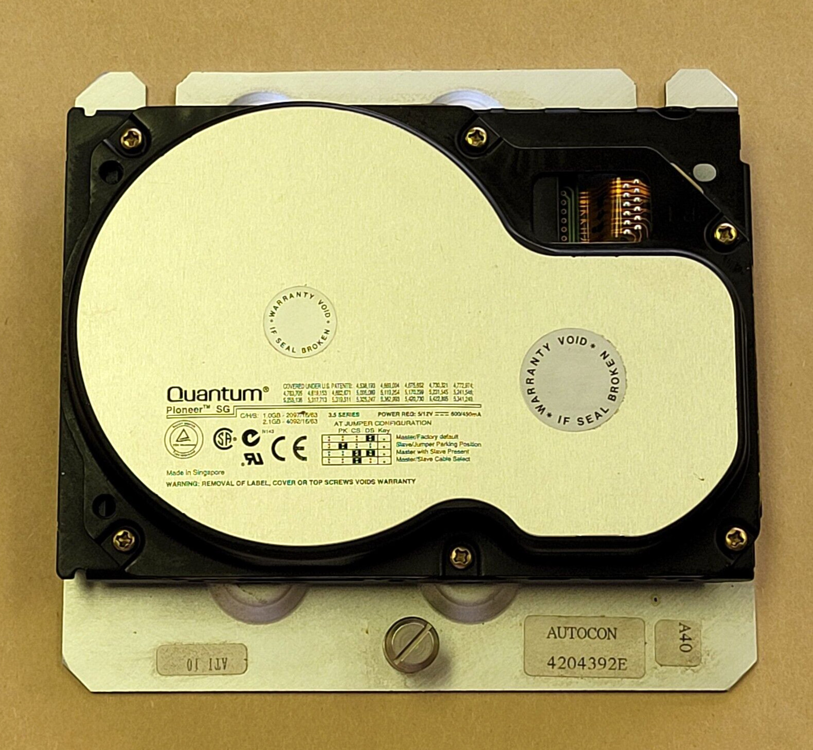 QUANTUM PIONEER SG 3.5 SERIES HARD DRIVE, P/N SG10A011 REV 01-D