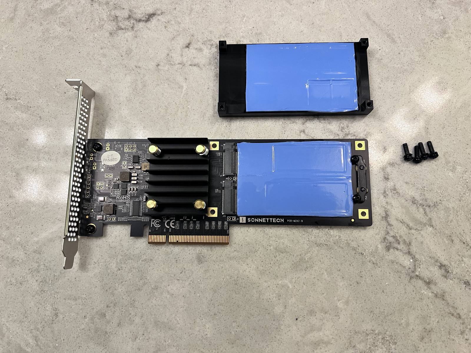 Sonnet M.2 2x4 Low-profile SSD PCle Card • Two M.2 NVMe SSD slots • Up to 16TB