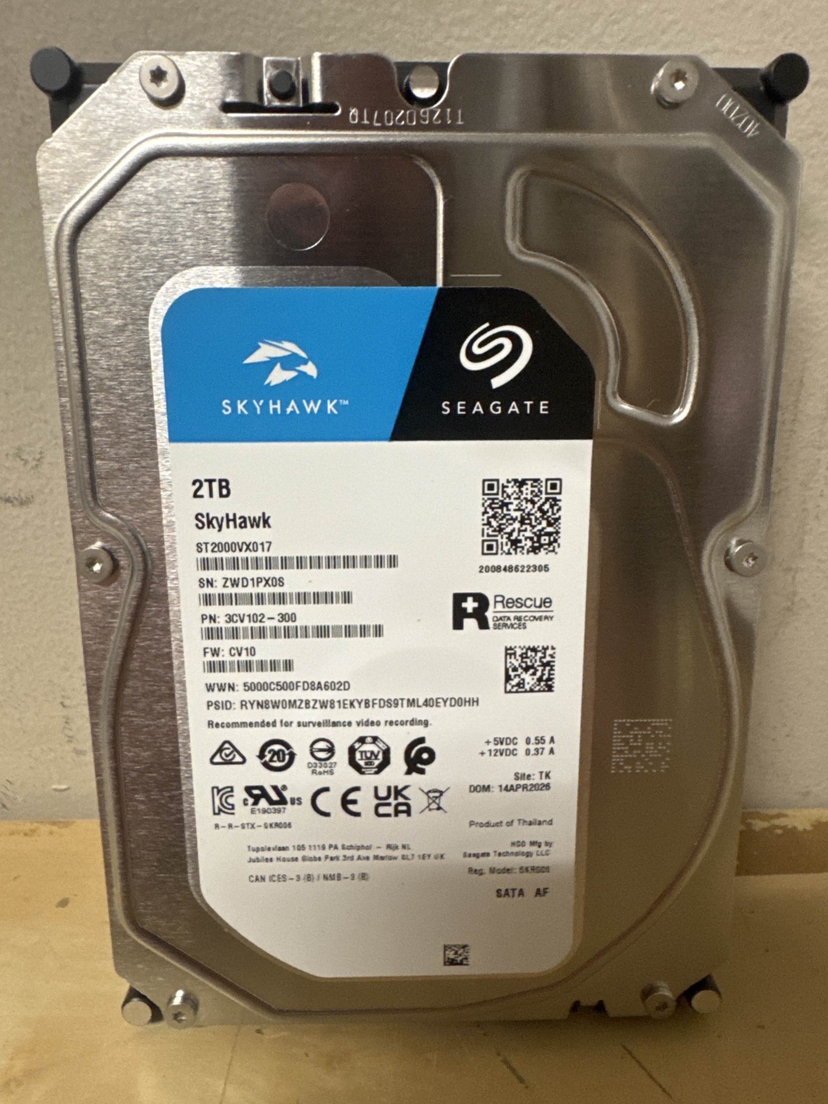 Seagate Skyhawk ST2000VX017 2TB 5.4K 256MB SATA III 3.5'' Internal Desktop Drive