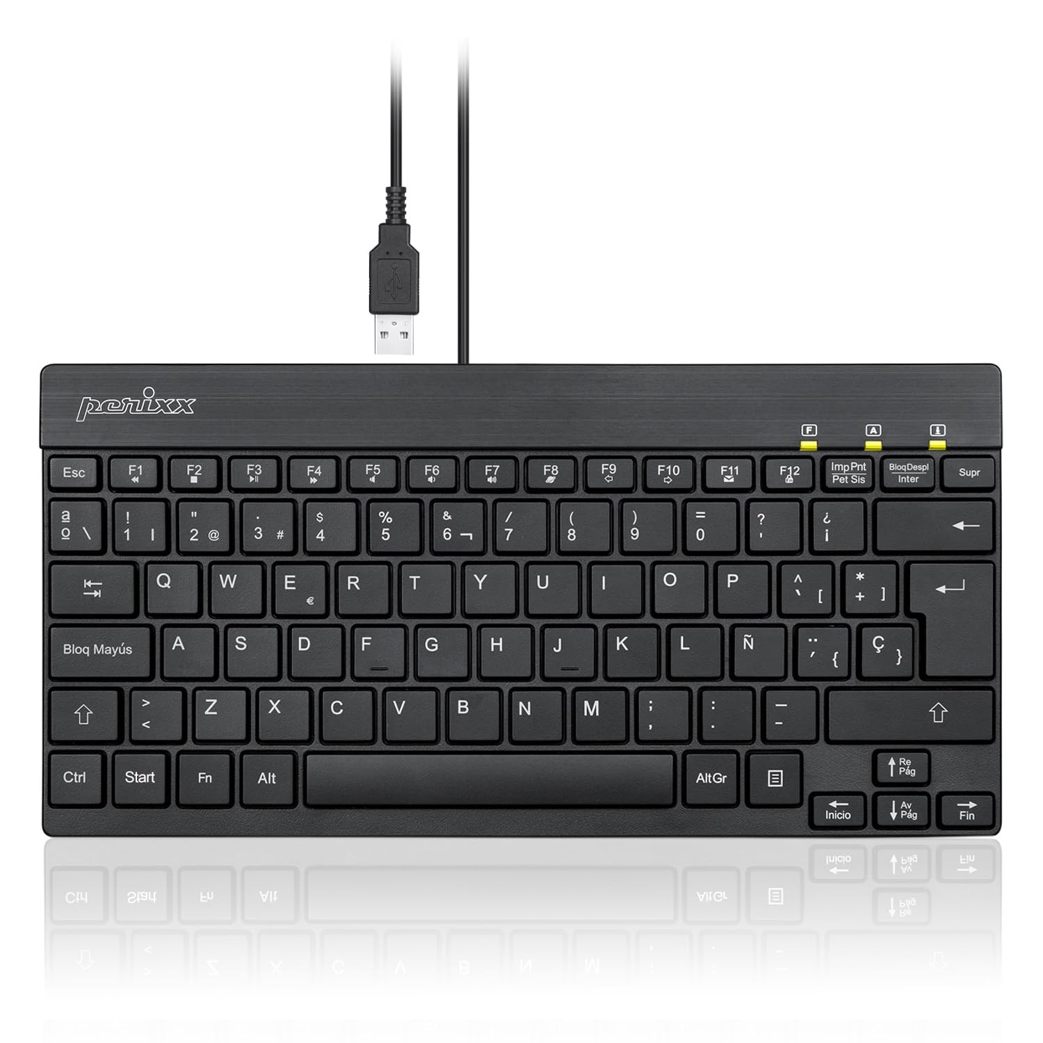 PERIBOARD-426ES Mini Teclado con Cable USB Negro QWERTY Espanol Black