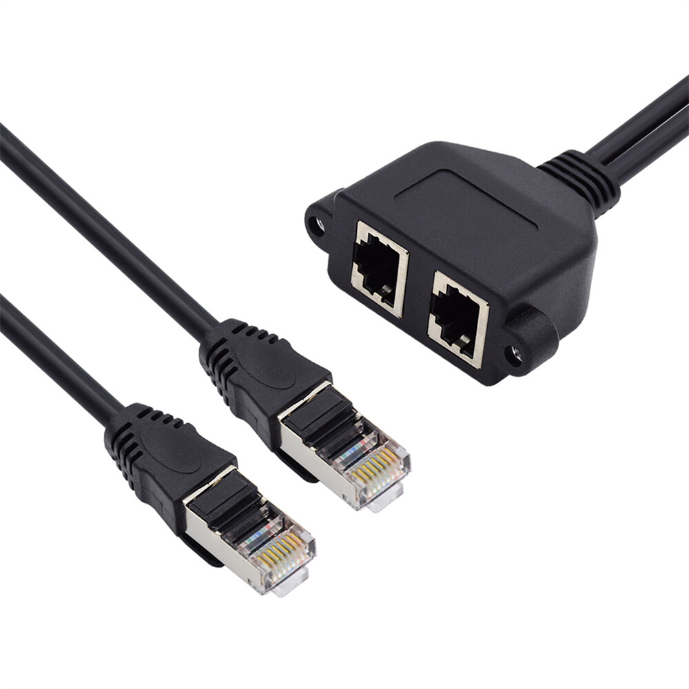 CY Dual Ports UTP Cat6 Male to Female Lan Ethernet Network Extension Cable