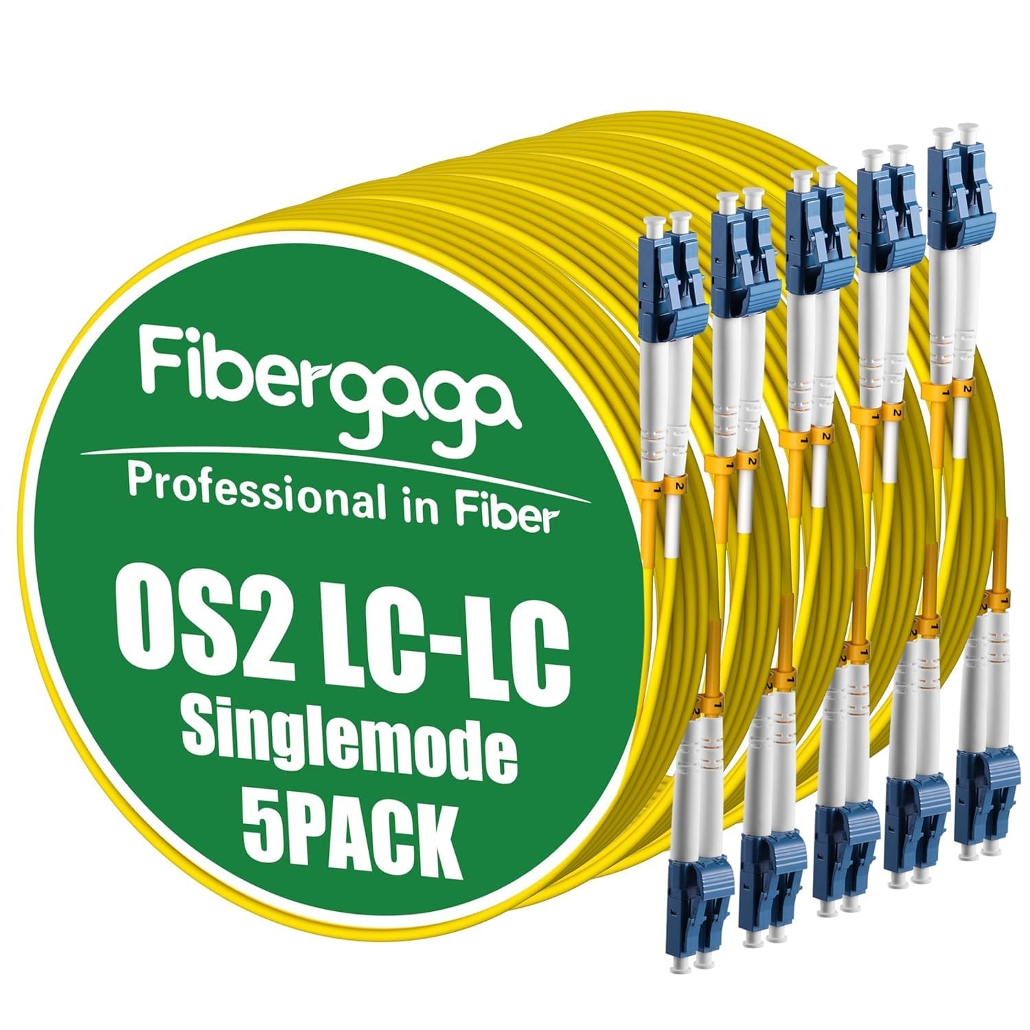 -OS2 LC to LC Fiber Patch Cable Single Mode 15M(50ft), 5Pack
