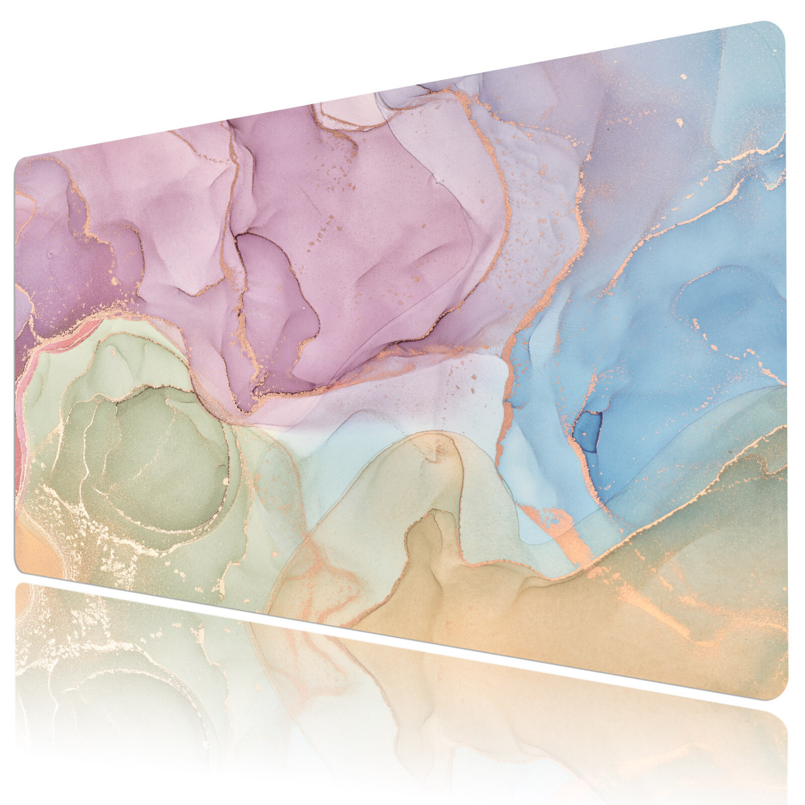 Pastel Marble Mouse Pad Pink and Blue Desk Mat for Keyboard and Mouse Desk Pad