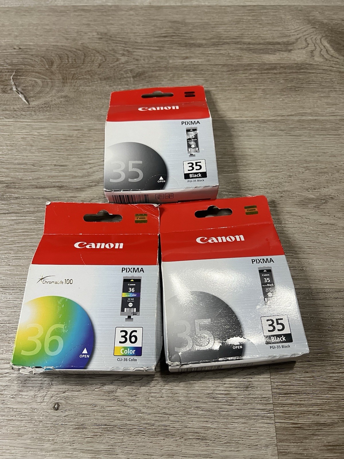 New Genuine Canon 2 PGI-35 and CLI-36 Black and Color PIXMA Ink Cartridges