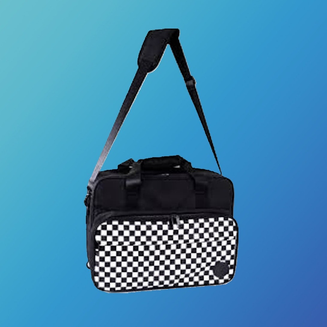 AXXD Black and White Checkered Briefcase Laptop Bag with USB 