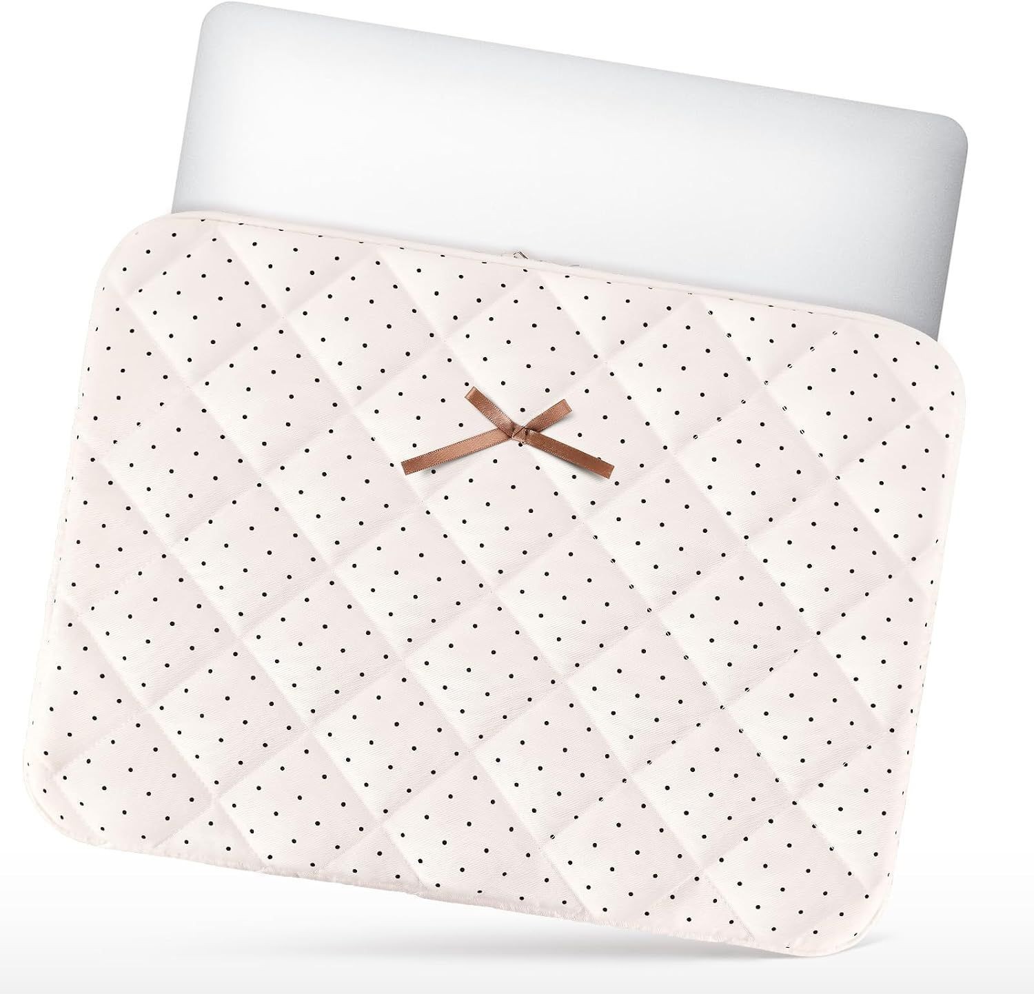 Cute Bow Laptop Sleeve 15.6 Inch for 15" MacBook Air, Puffy Quilted Case Cover