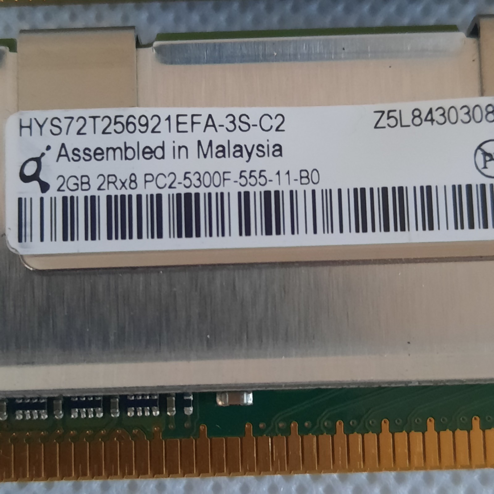 2GB, HYNIX HYS72T256021EFA-3S-C2, 2RX4 PC2-5300F-555-11-B0, DDR2