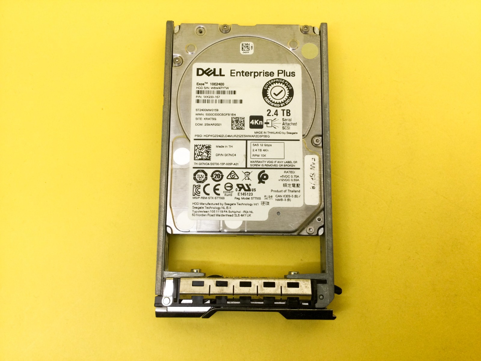 X7NC4 Dell EqualLogic 2.4TB 10K SAS 12Gbps 2.5" 4Kn HDD 0X7NC4 ST2400MM0159