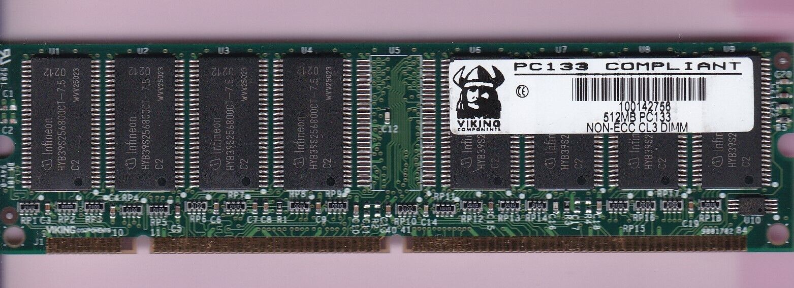 512MB 1x512MB PC-133 VIKING 512MB PC133 CL3 INFINEON SDR Desktop Ram DIMM Stick