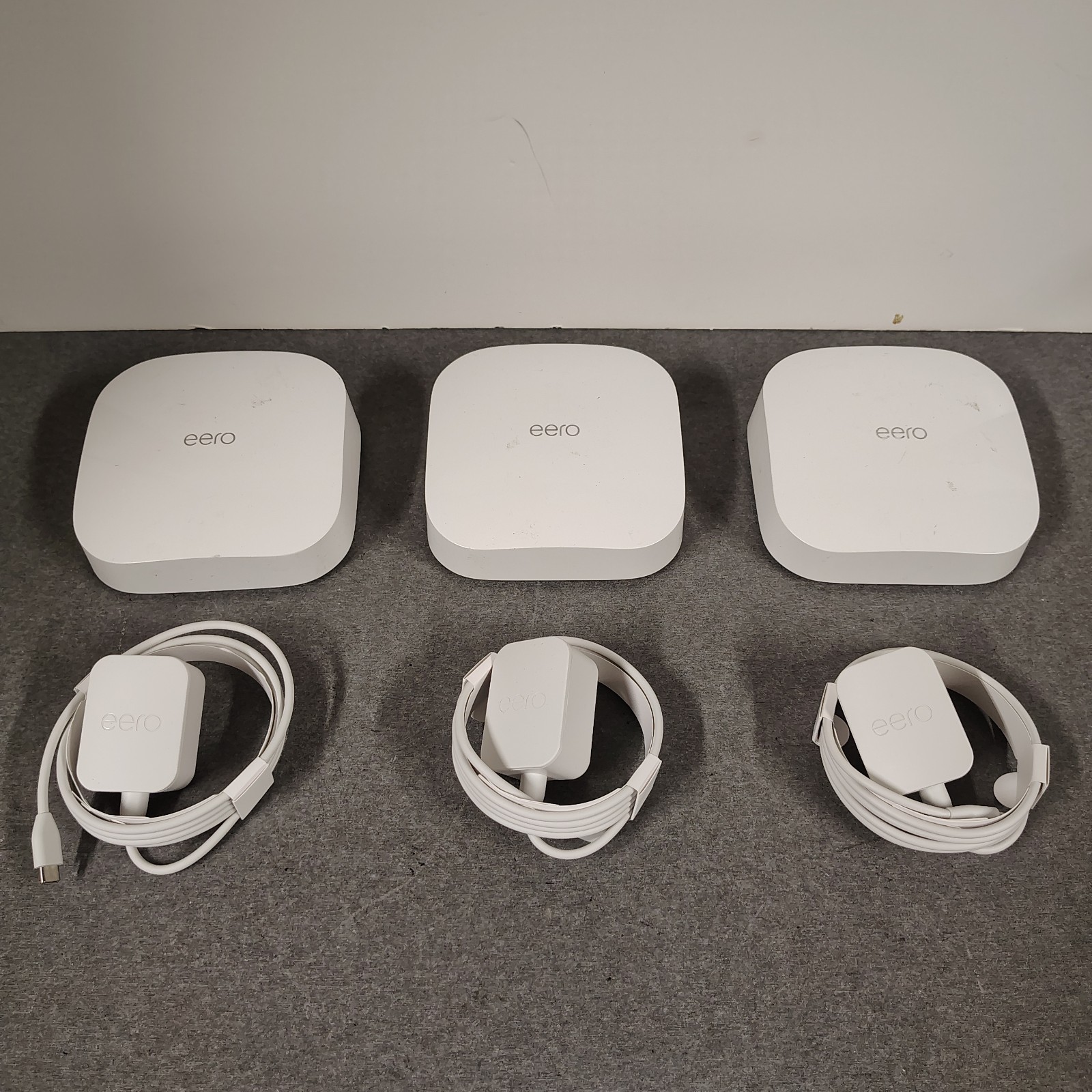 Lot of 3 - Eero Pro 6 K010001 Tri-Band WiFi 6 Mesh Wireless Router & AP
