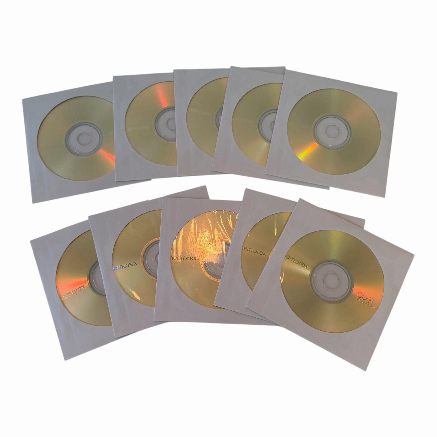 NEW (10) Memorex 52x700 MB 80min CD-R Discs with Paper Sleeves