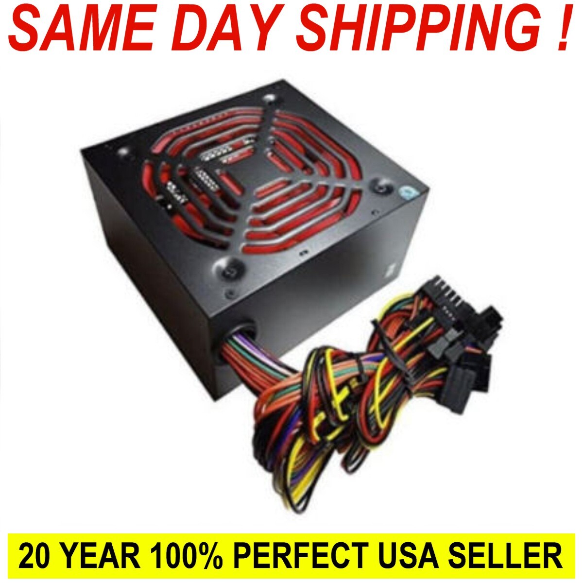 Apevia ATX-RA450W 450w Raptor Quiet 120mm Red Fan Power Supply 100% Brand NEW 
