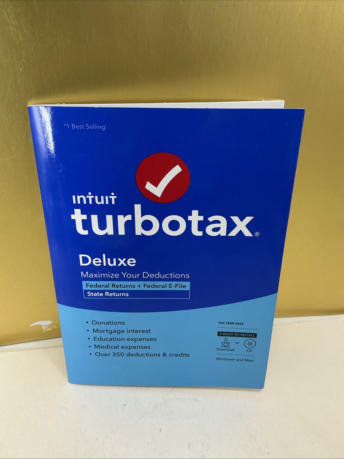 Turbotax Deluxe 2022 Federal Returns E-File + State Physical CD w license PC/MAC