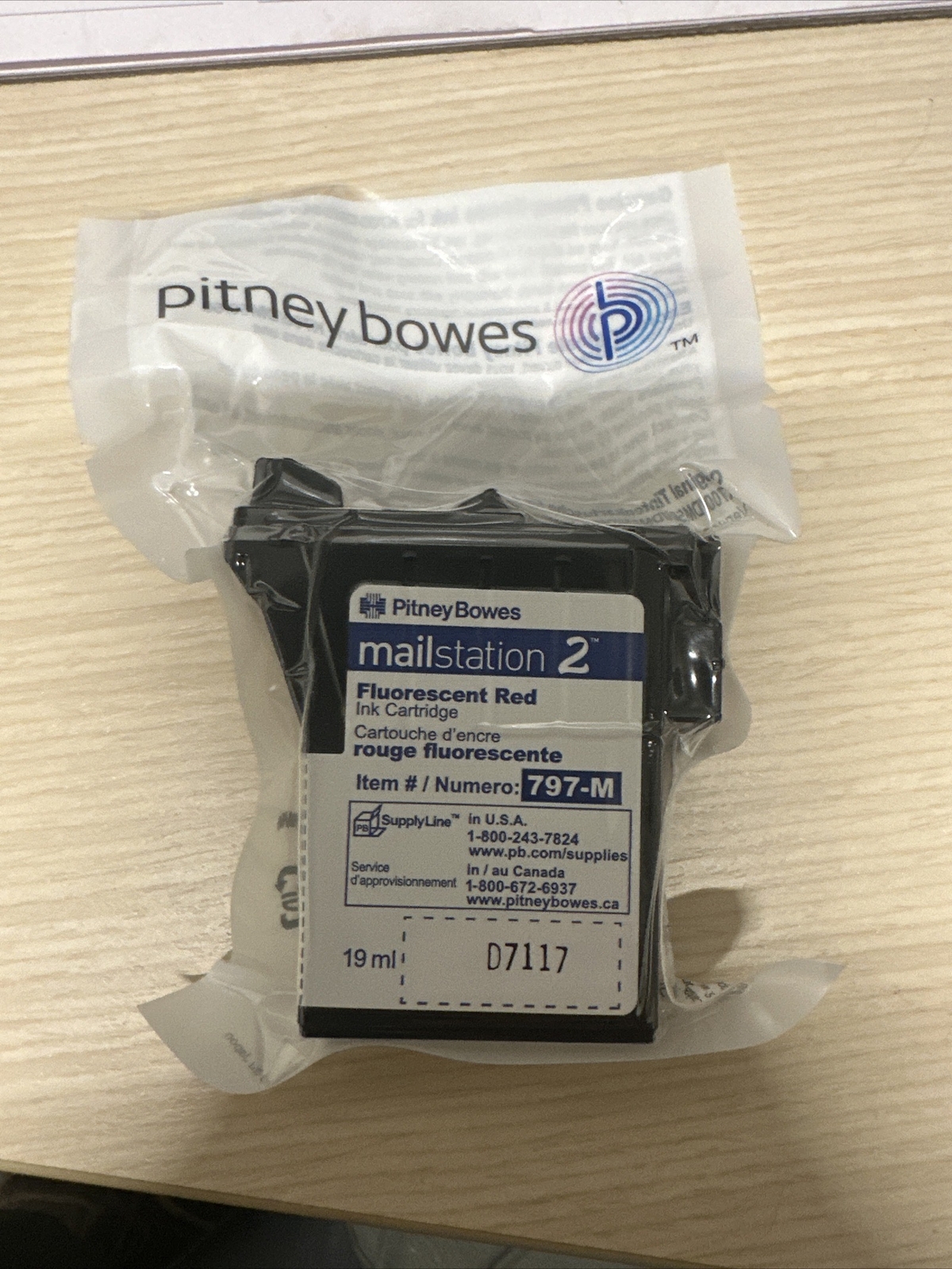 Pitney Bowes 797-M Genuine Sealed Mailstation 2 Fluorescent Red Ink New NIP