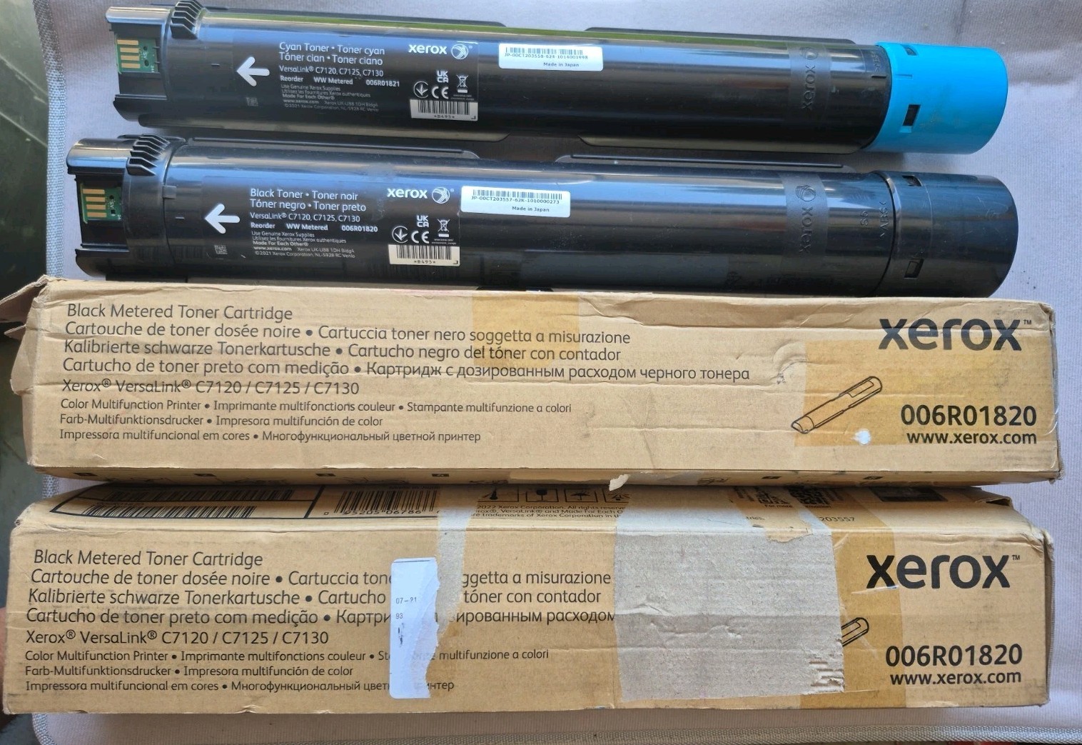Cyan & Black Versalink C7120, C7125, C7130 Metered New No Box, Open Box 4 PACK