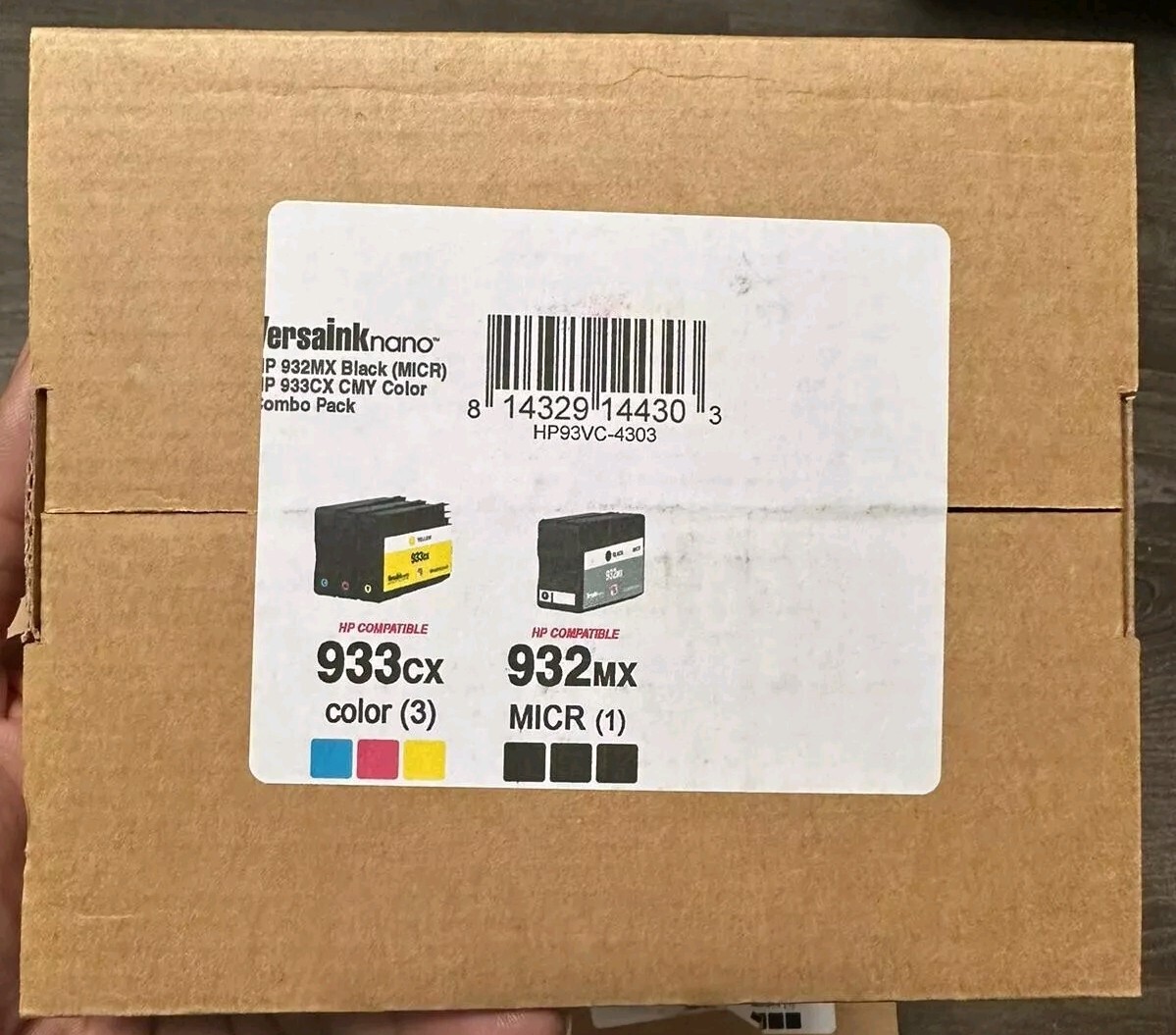 VersaInk-nano HP 932 MX Black MICR Ink Cartridge for Check Printing & 933 CX
