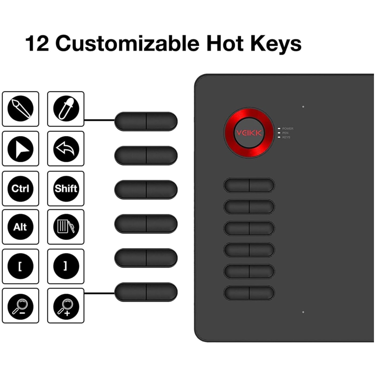 10x6 Inch Drawing Tablet with 12 Shortcut Keys
