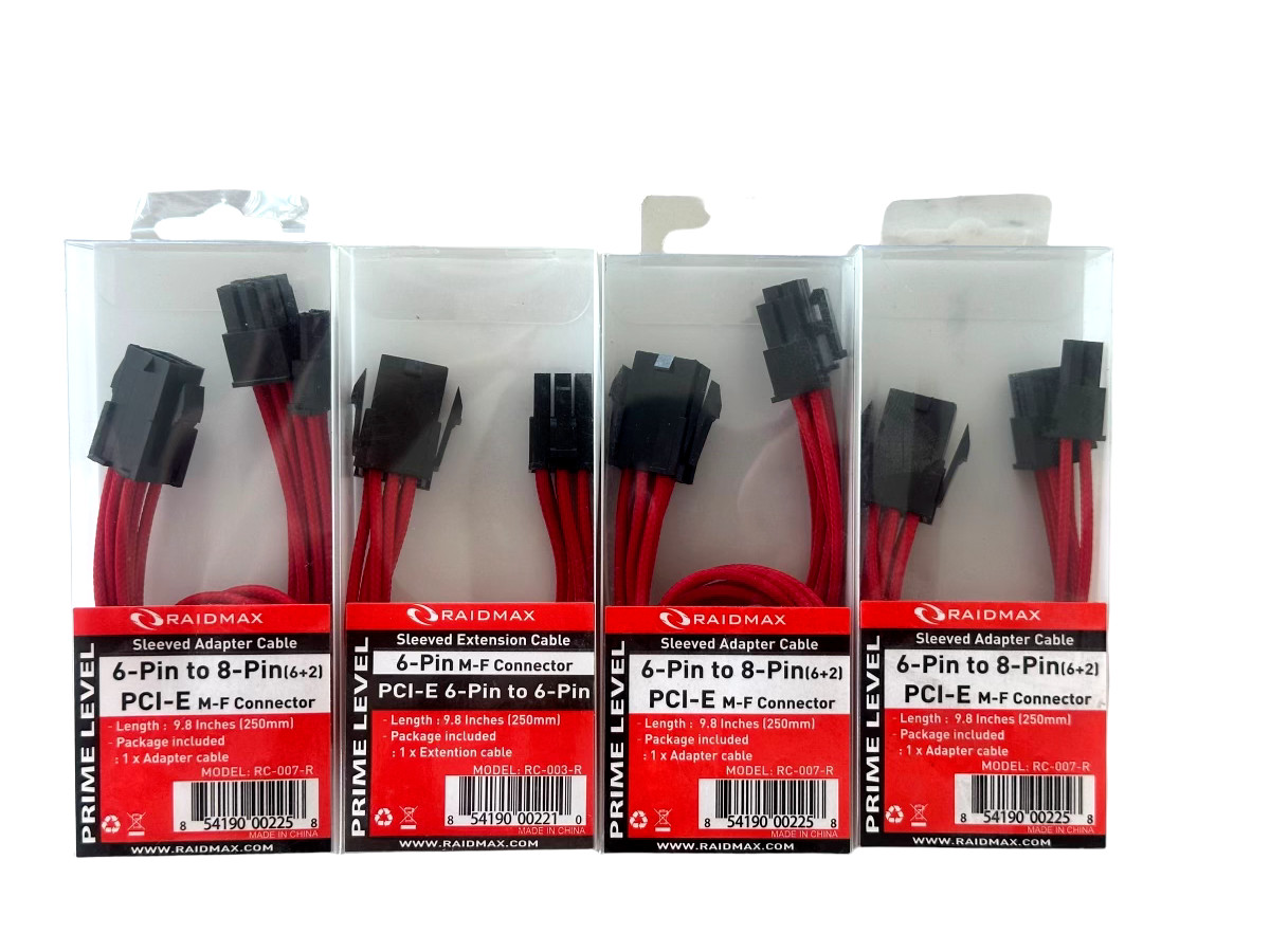 6-Pin to 8-Pin PCI-E M-F Connector Sleeved Extension Cable 9.8in *LOT OF *