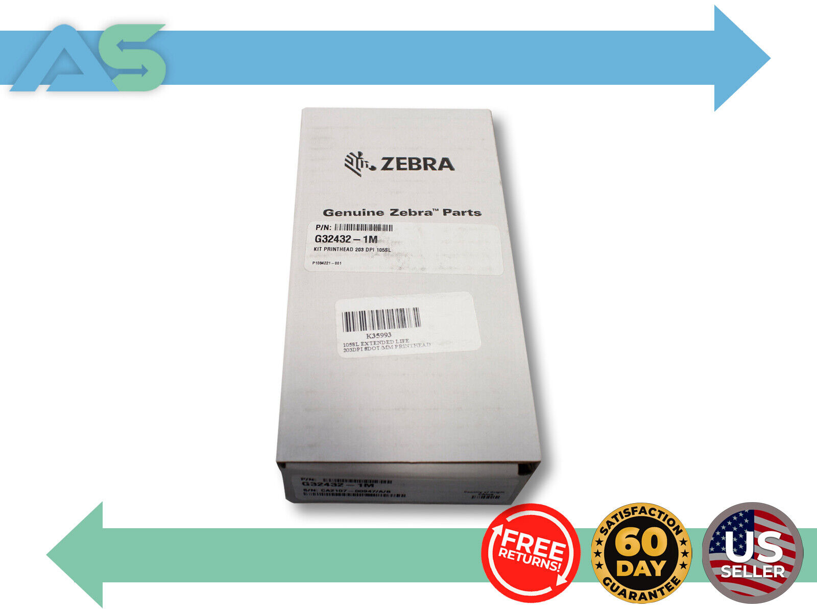 Genuine OEM Zebra G32432-1M Printhead 203 dpi for 105SL Thermal Label Printer