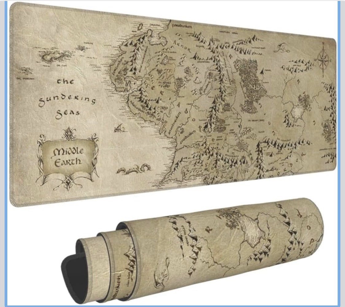 Middle Earth Fantasy Map XL Desk Mat / Gaming Mouse Pad (31.5" x 11.8")