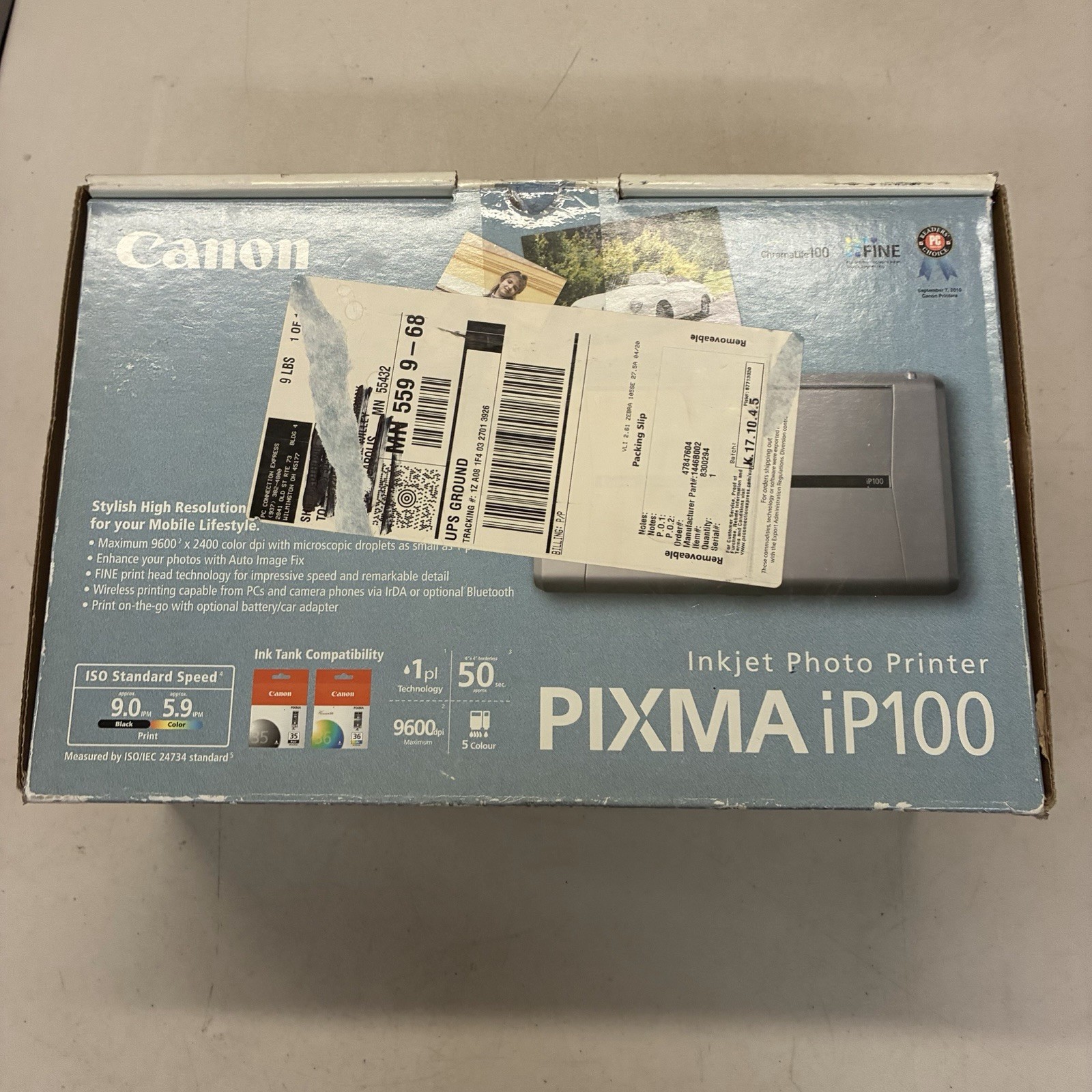 Canon PIXMA iP100 Portable Inkjet Photo Printer 1446B002 Brand New In Box