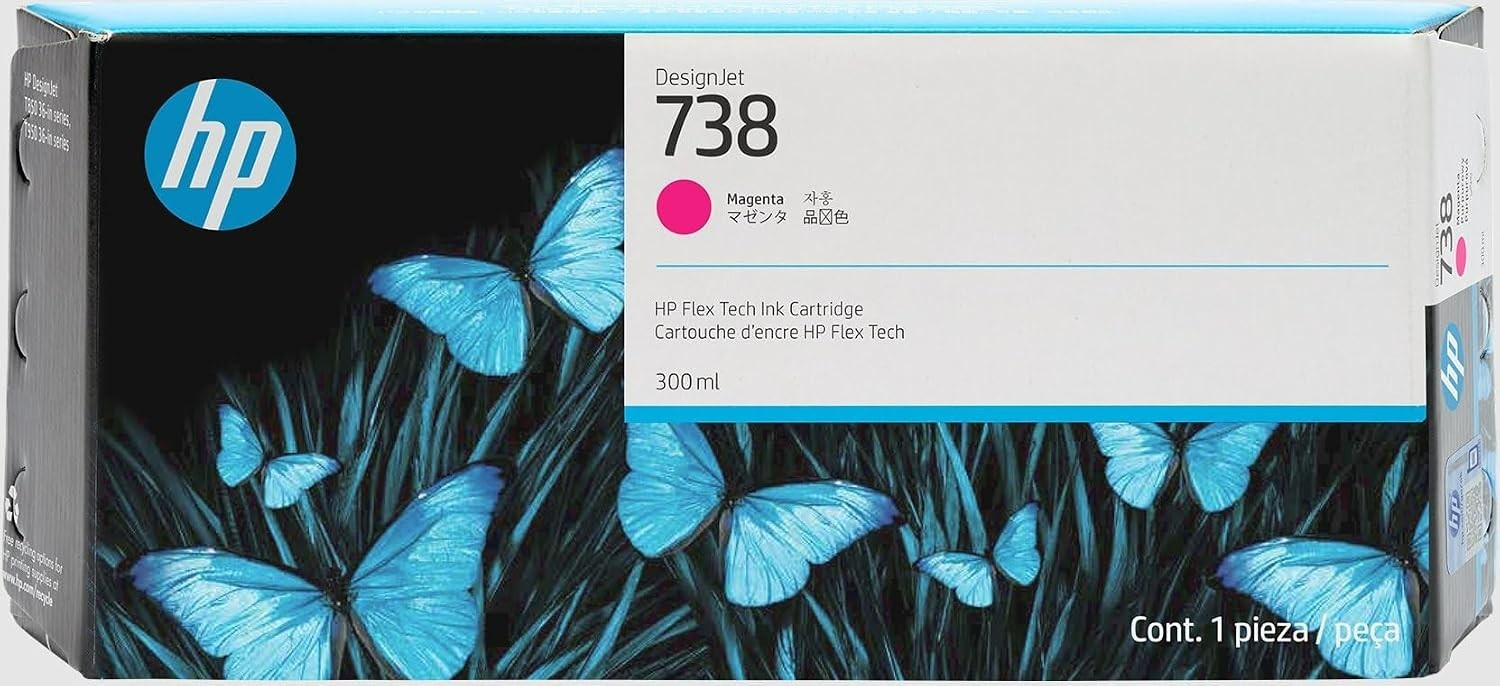 Genuine HP 738 300-ml Magenta DesignJet Ink Cartridge, Date: Jan 2028