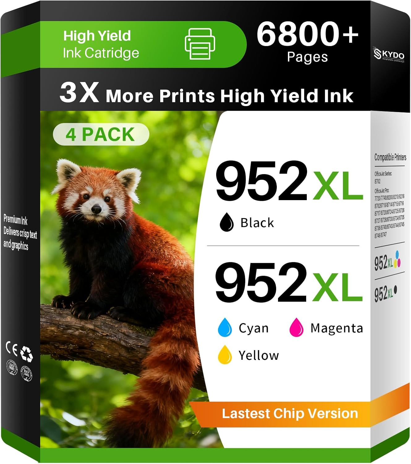 952XL Ink Cartridges Combo Pack Compatible for HP 952XL 952 XL Black Color Combo