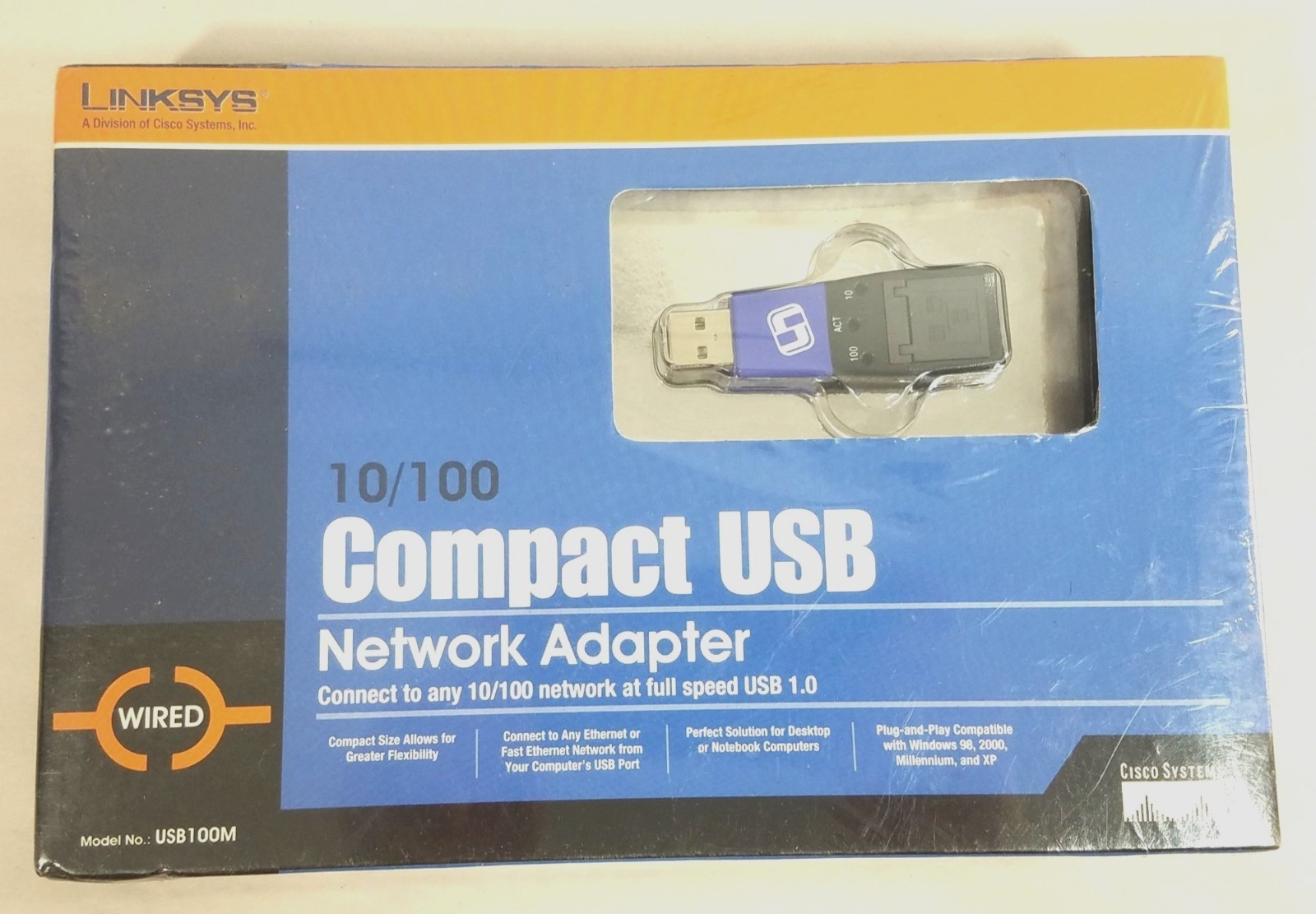 Linksys Compact USB Network Adapter Model USB100M 10/100 Wired New Sealed