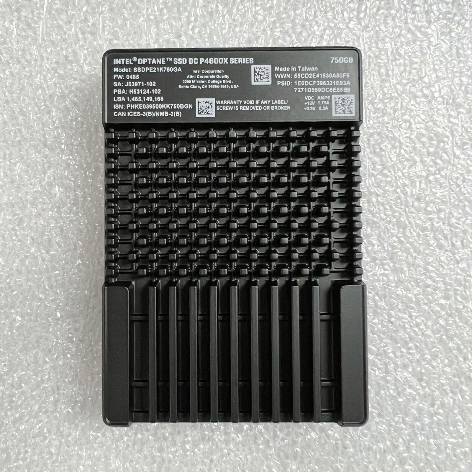 Intel Optane P4800X 750GB SSD U.2 2.5" 6Gb/s NVME PCIe SSDPE21K750GA