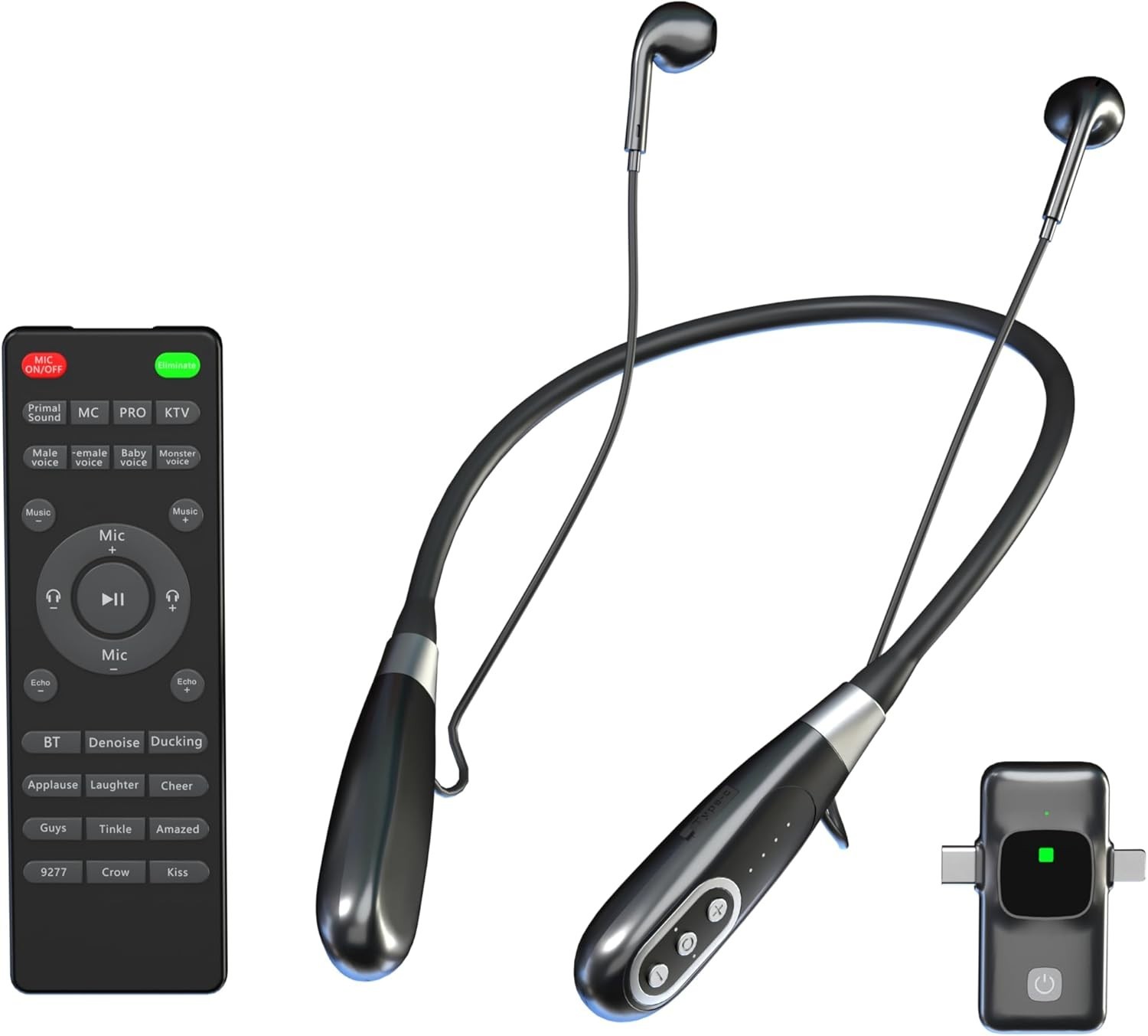 E8 Wireless Neckband Headset, Built-in Sound Card Noise Cancelling Microphone, R