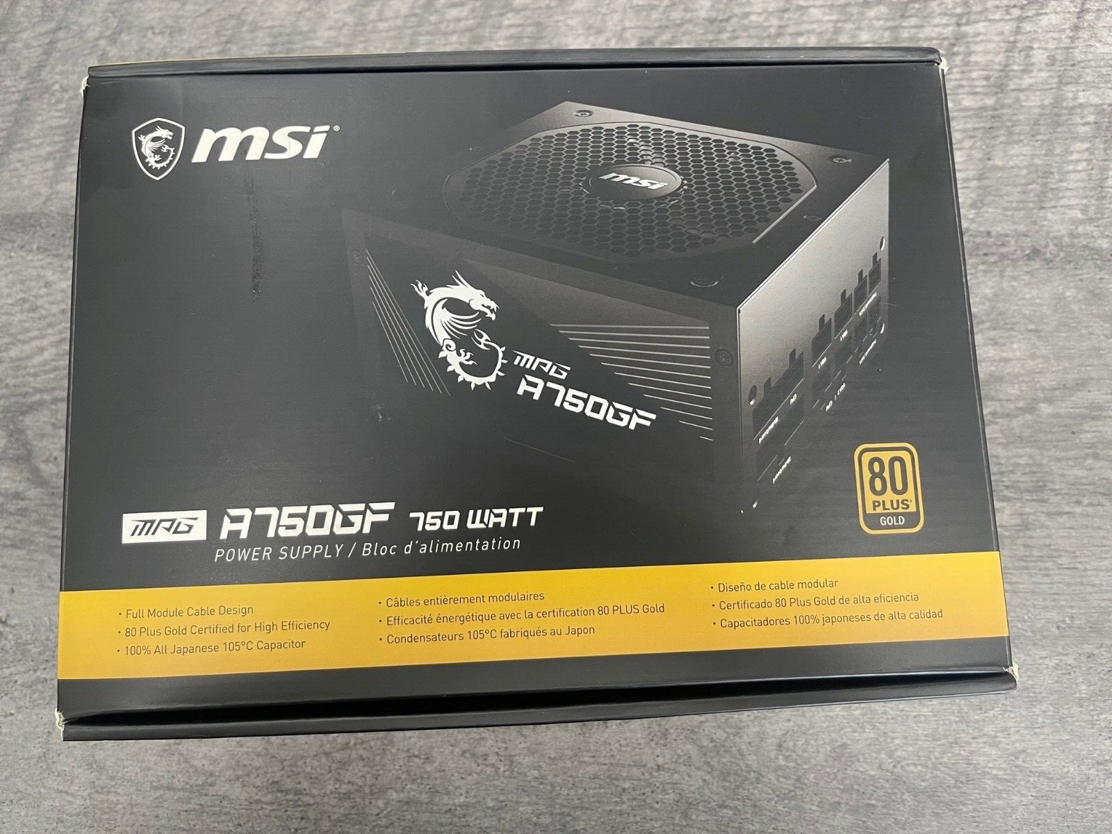 MSI MPG A750GF, 80 GOLD Full Modular Gaming PSU, Japanese Electrolytic capacitor