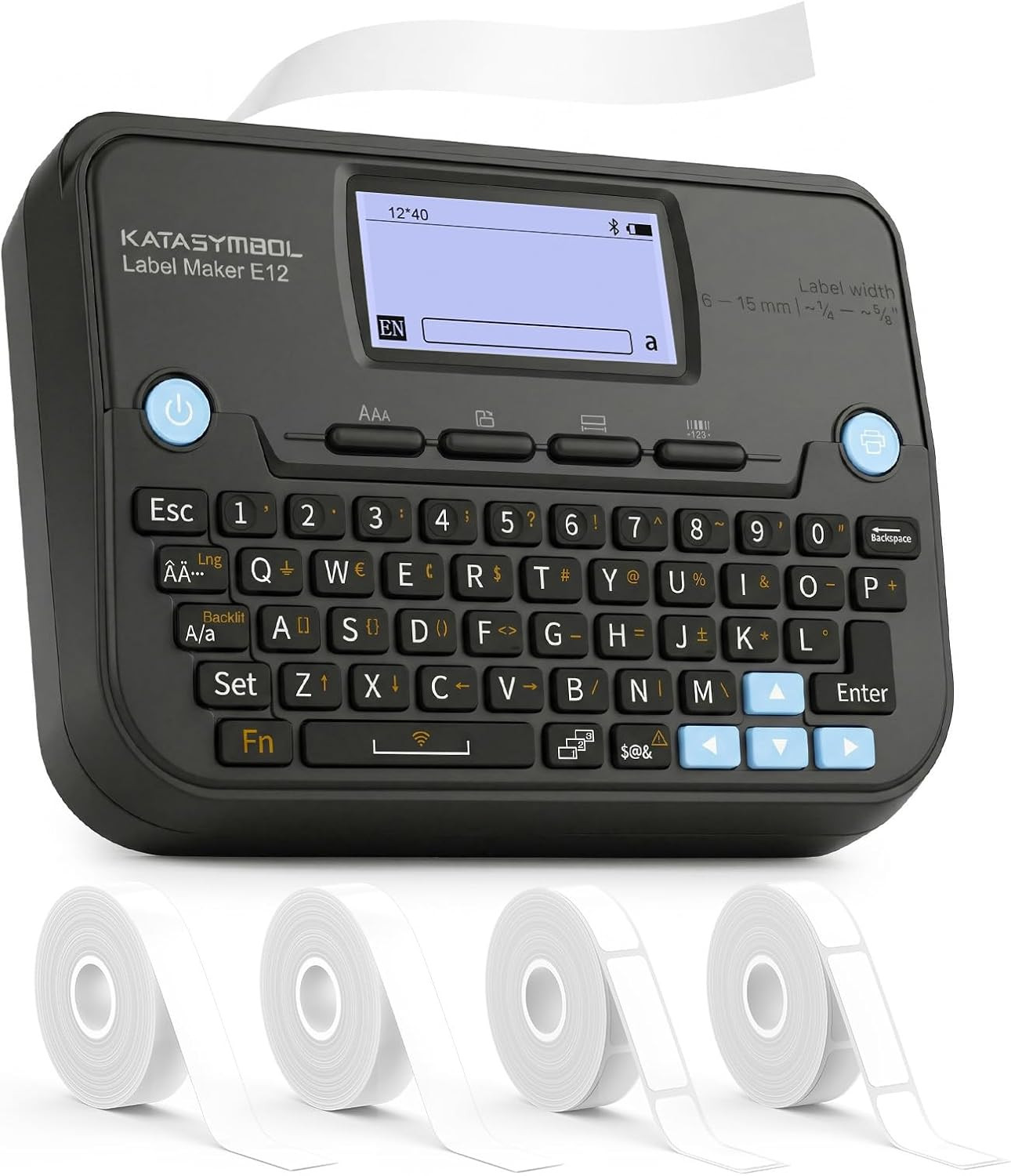E12 Keyboard & Bluetooth Label Maker Machine with 4 Tapes