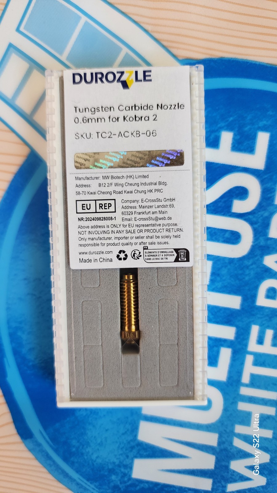 DUROZZLE 0.6mm Tungsten Carbide PCD Nozzle Anycubic Kobra2 3D Printer See Pic