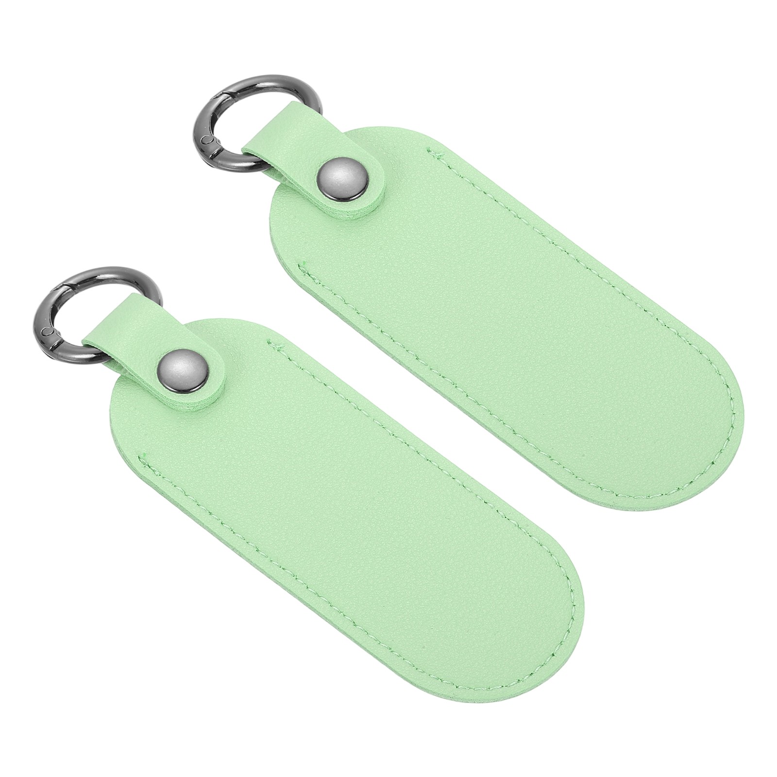 2Pcs 5"x1.7" Leather USB Flash Drive Holder with Keychain Portable Light Green,