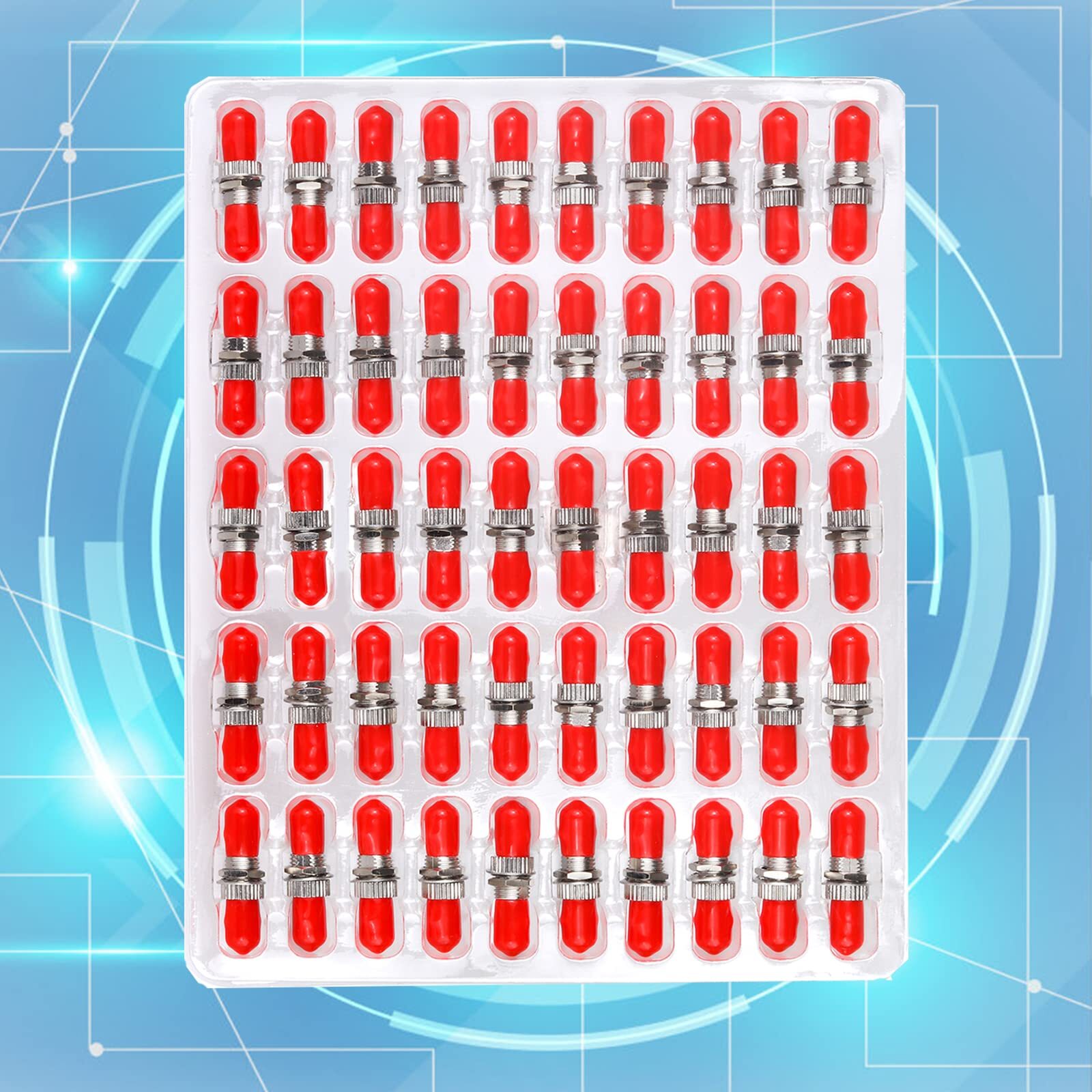 - 50 pcs ST to ST Fiber Optic Coupler Adapters St Barrel Connectors ST Couple...