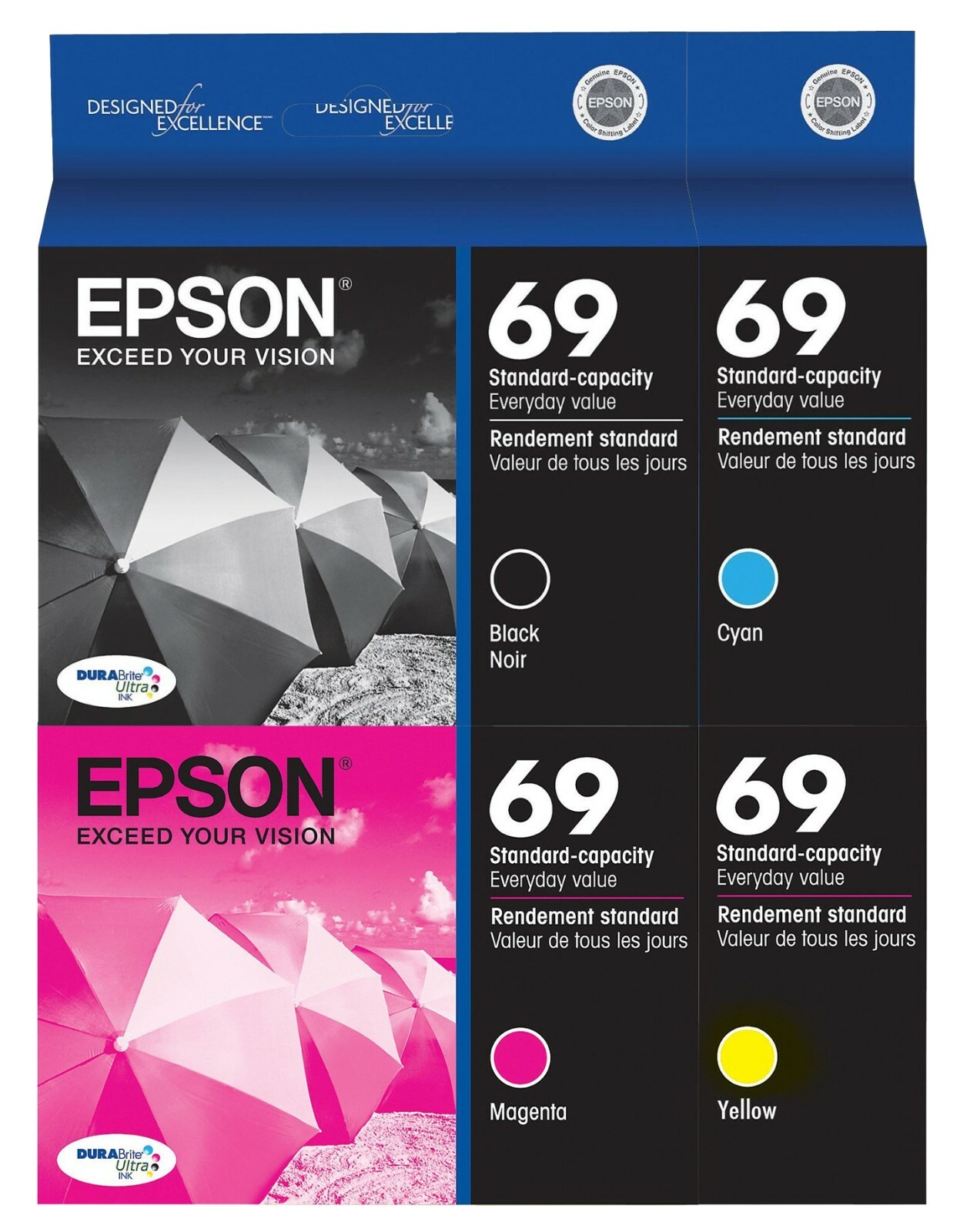 GENUINE Epson 69 Ink Cartridge 4 Pack for Stylus CX7450 NX105 NX110 NX115 NX215 