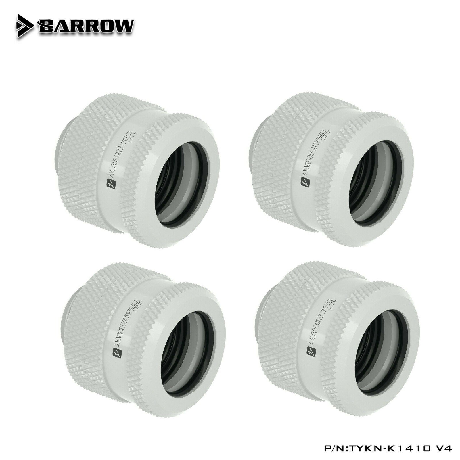 4 Pcs Barrow G1/4" to 14mm Hard Tubing Compression Fitting TYKN-K1410 V4 White