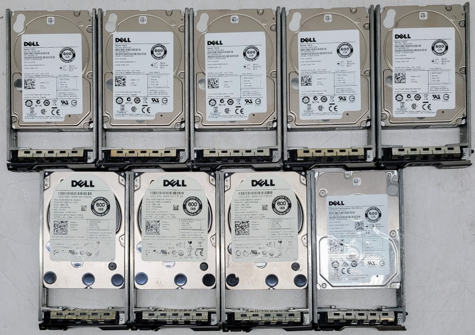 SAS-Lot of 9 Dell 600 GB 2.5" SAS Different Model check the description