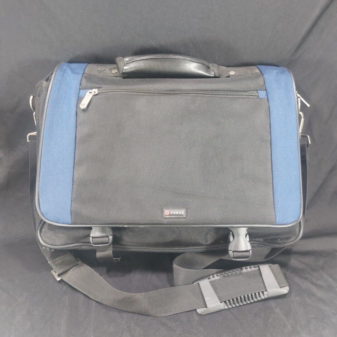 Foray Black & Blue Laptop Bag Business Briefcase Travel Shoulder Strap OnTheGo