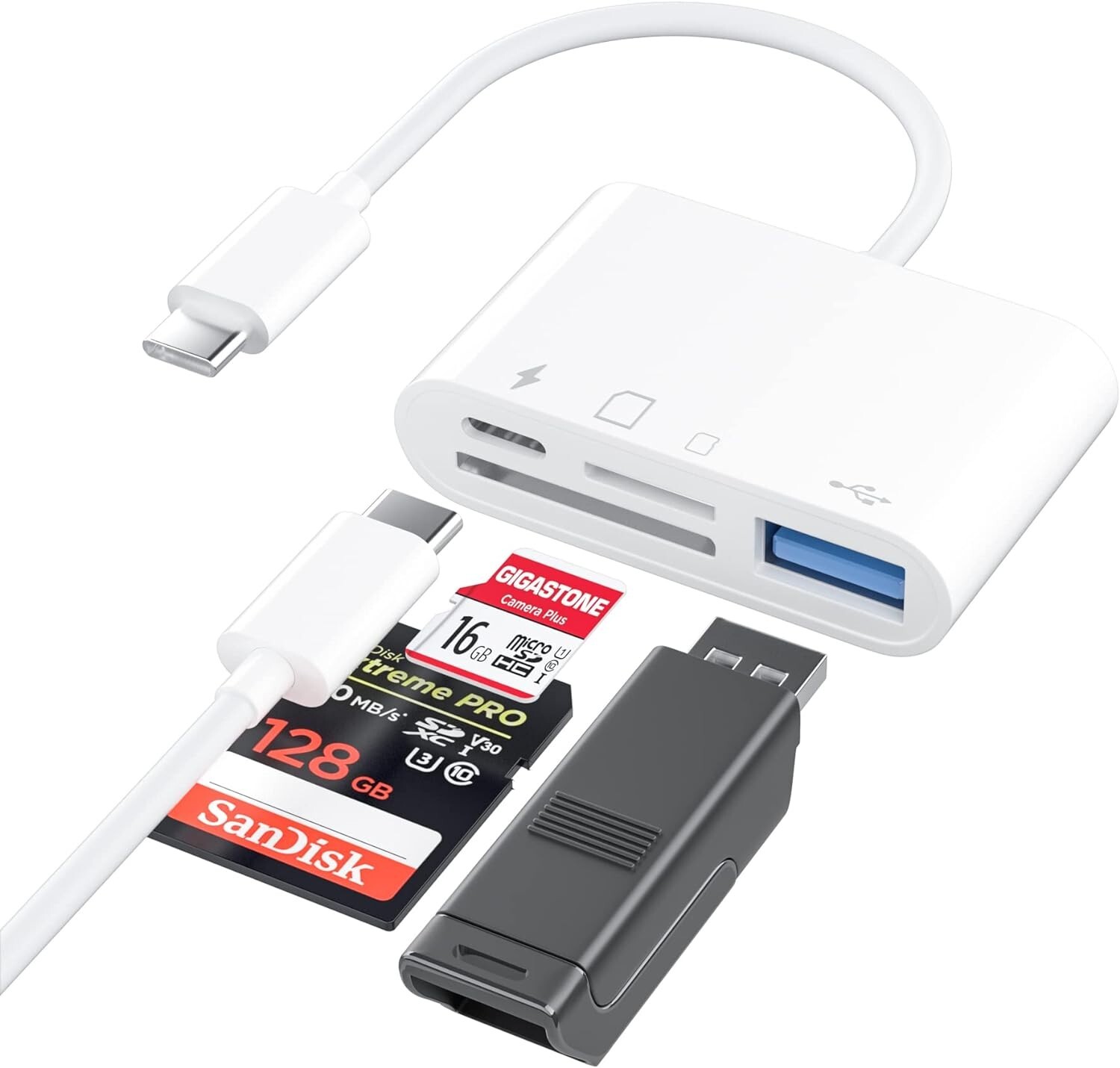 FLEAVER Type C SD TF Card Reader 4 in 1 USB C to USB Camera Memory Card Reader