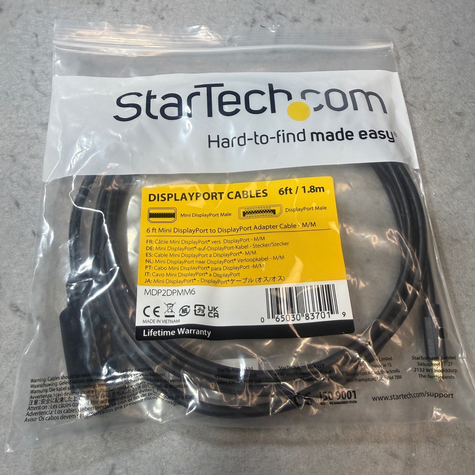 StarTech Mini DisplayPort to DisplayPort Adapter Cable 6ft Black MDP2DPMM6 6ft