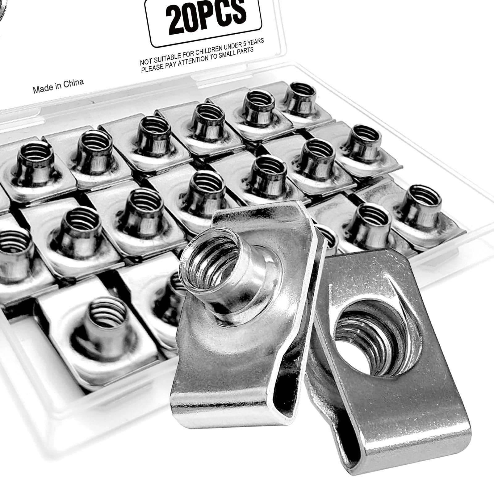 20PCS 5/16"18 Extruded U Clip Nuts, 304 Stainless Steel ClipOn Nuts