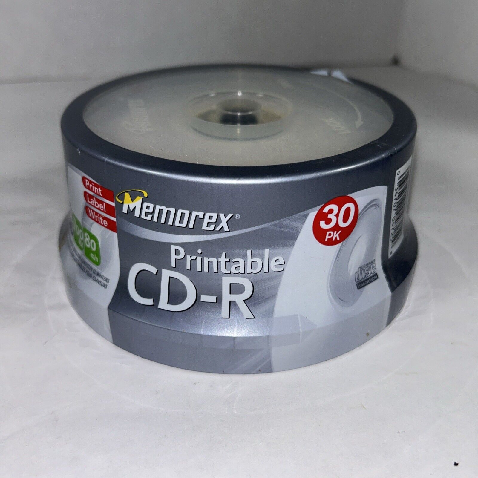 30 Pack Memorex 52X 700MB 80 Minute White Inkjet Printable CD-R Sealed Pack HR4