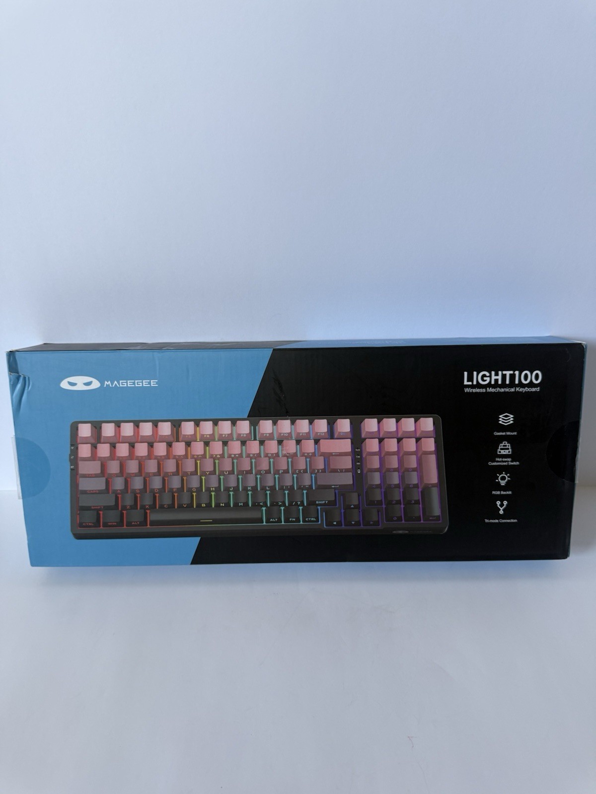 MageGee LIGHT100 Wireless Creamy Keyboard, Gasket Hot Swappable 2.4G/USB-C/BT5.0