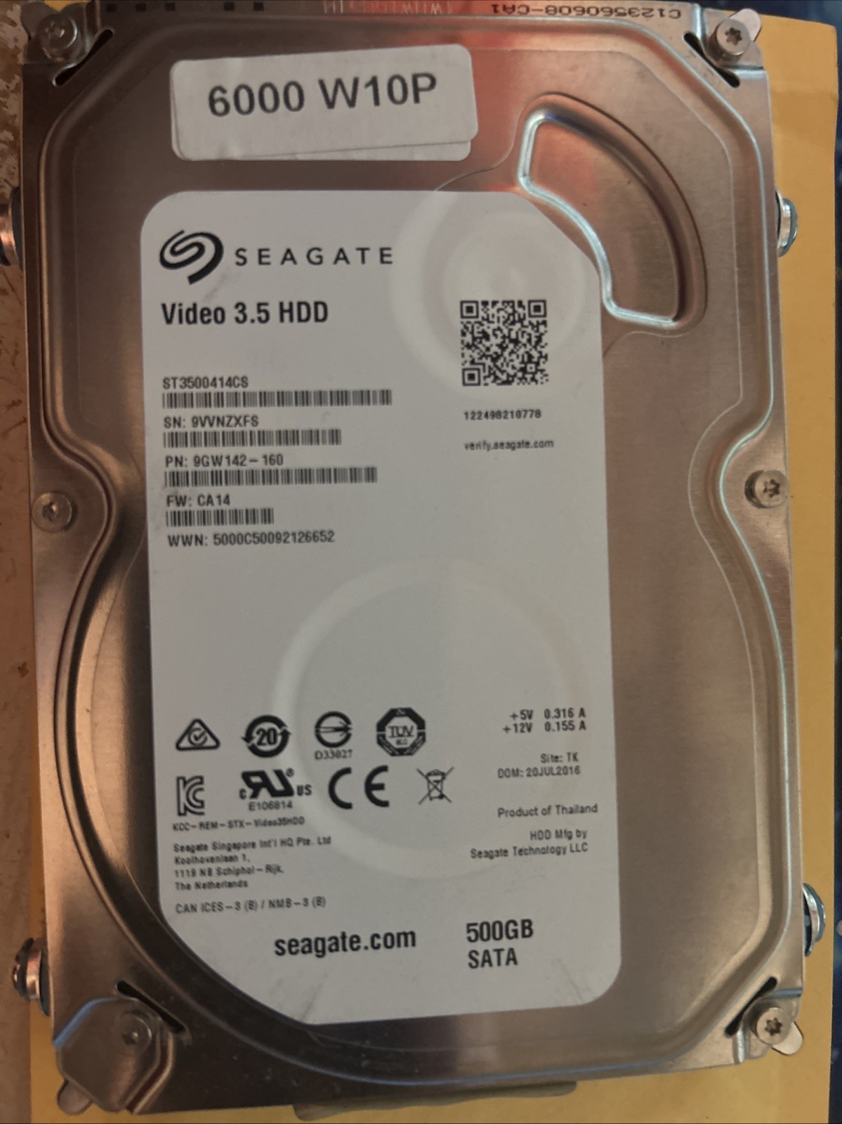 Seagate Pipeline Hard Drive .2 ST3500414CS, 500 GB Storage, SATA 3.0 Gb/s Drive