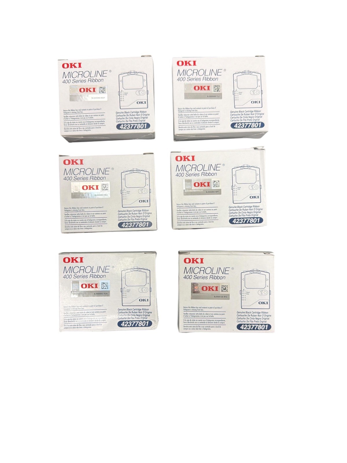 6 pack Oki 42377801 Ribbon Cartridge, Black