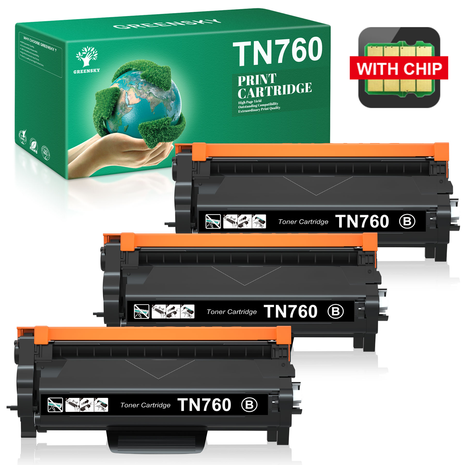 3x TN760 Toner Replacement for Brother MFC-L2710DW L2690DW HL-L2350DW TN730