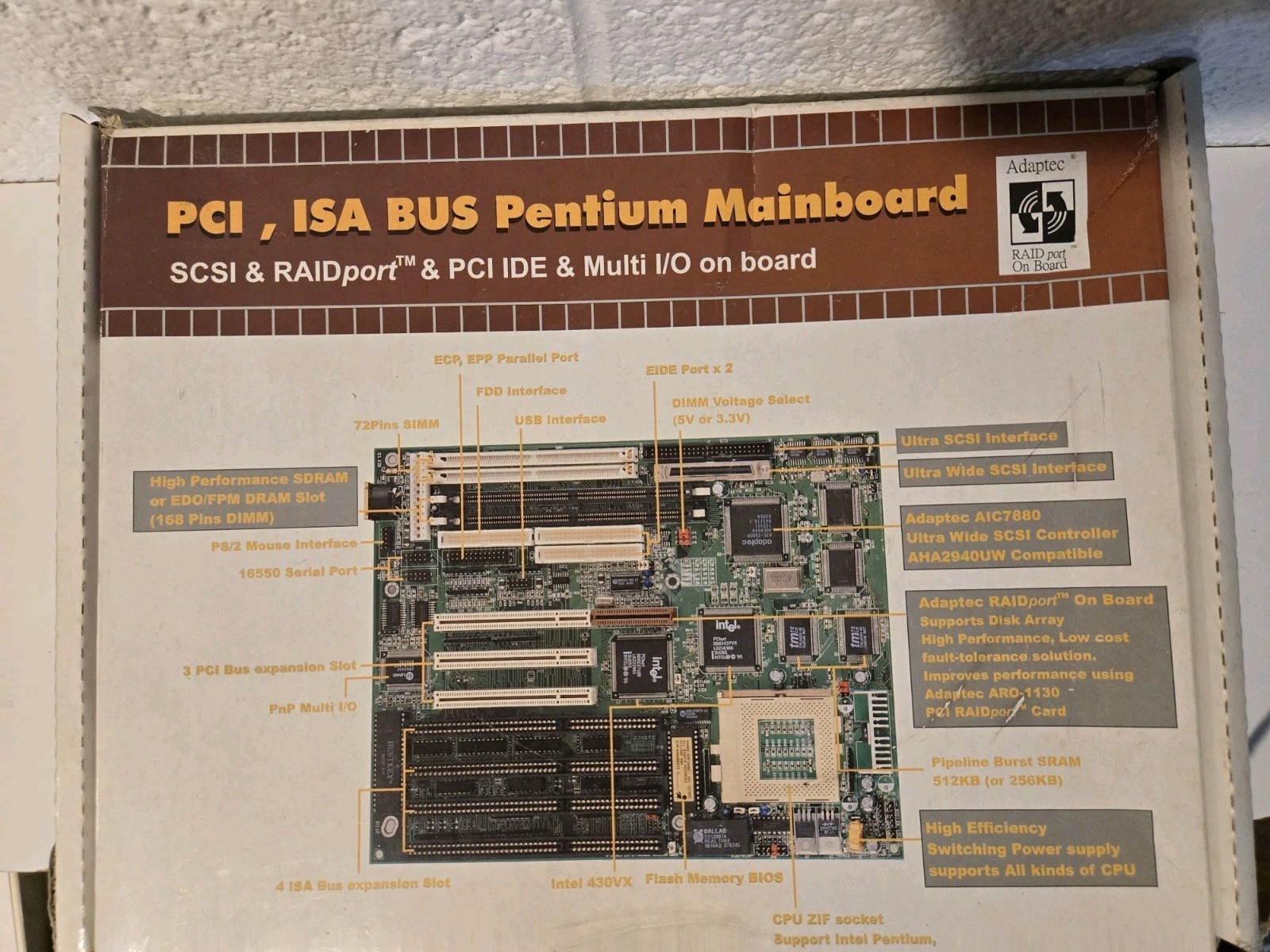 Pci,isa Bus Pentium Mainboard By Adaptec Used In Box Good Untested Condition