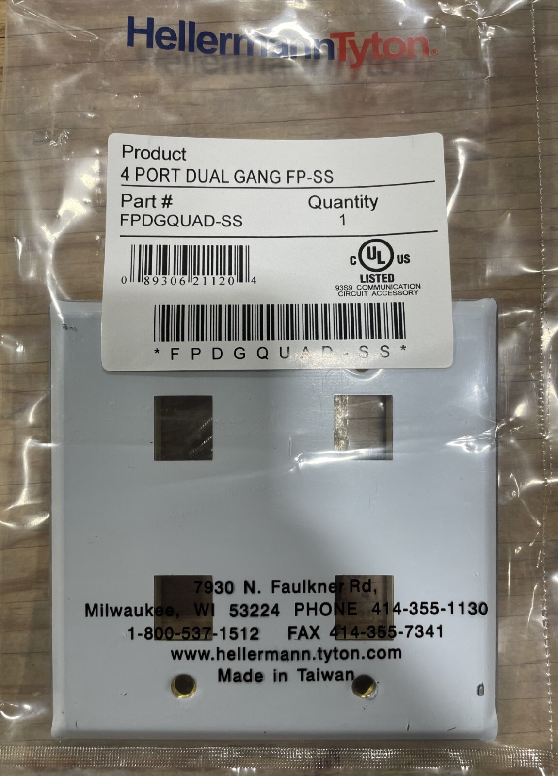 HellermannTyton FPDGQUAD-SS Stainless Steel 4Port FlushMount Faceplate, Lot of 2