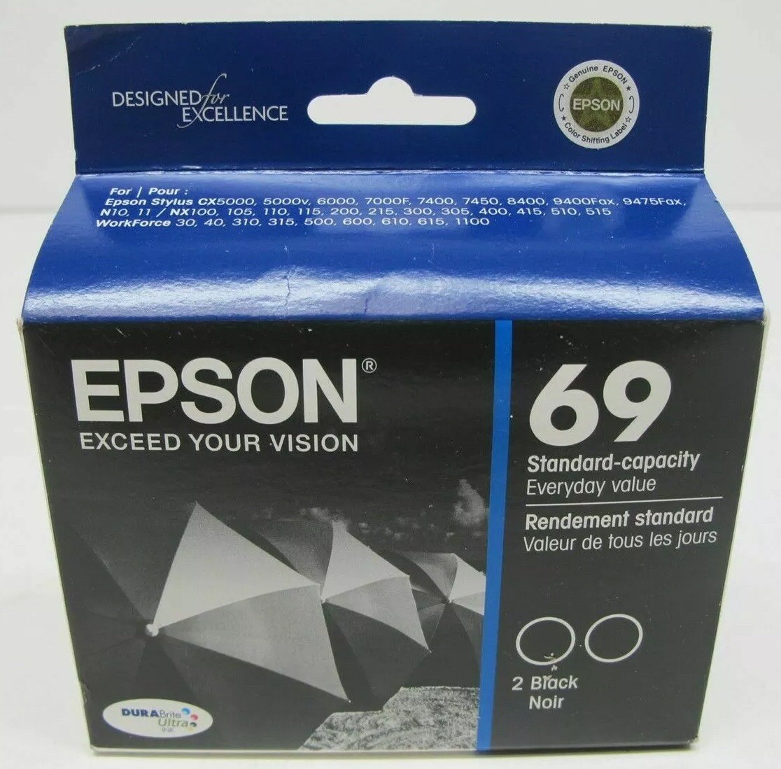 Epson 69 Combo Ink Cartridges - Black/Cyan/Magenta/Yellow T069120-D2 T069520 OEM